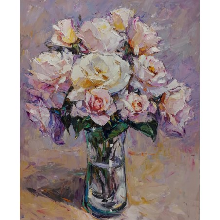 WHITE ROSES FROM BRU’S “Rosas blancas del jardin del Bru” 100 x 81 cms / 39, 37 x 31,89 inches
